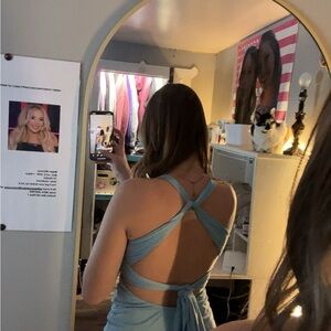 Lucy in the Sky Light Blue Backless Dress